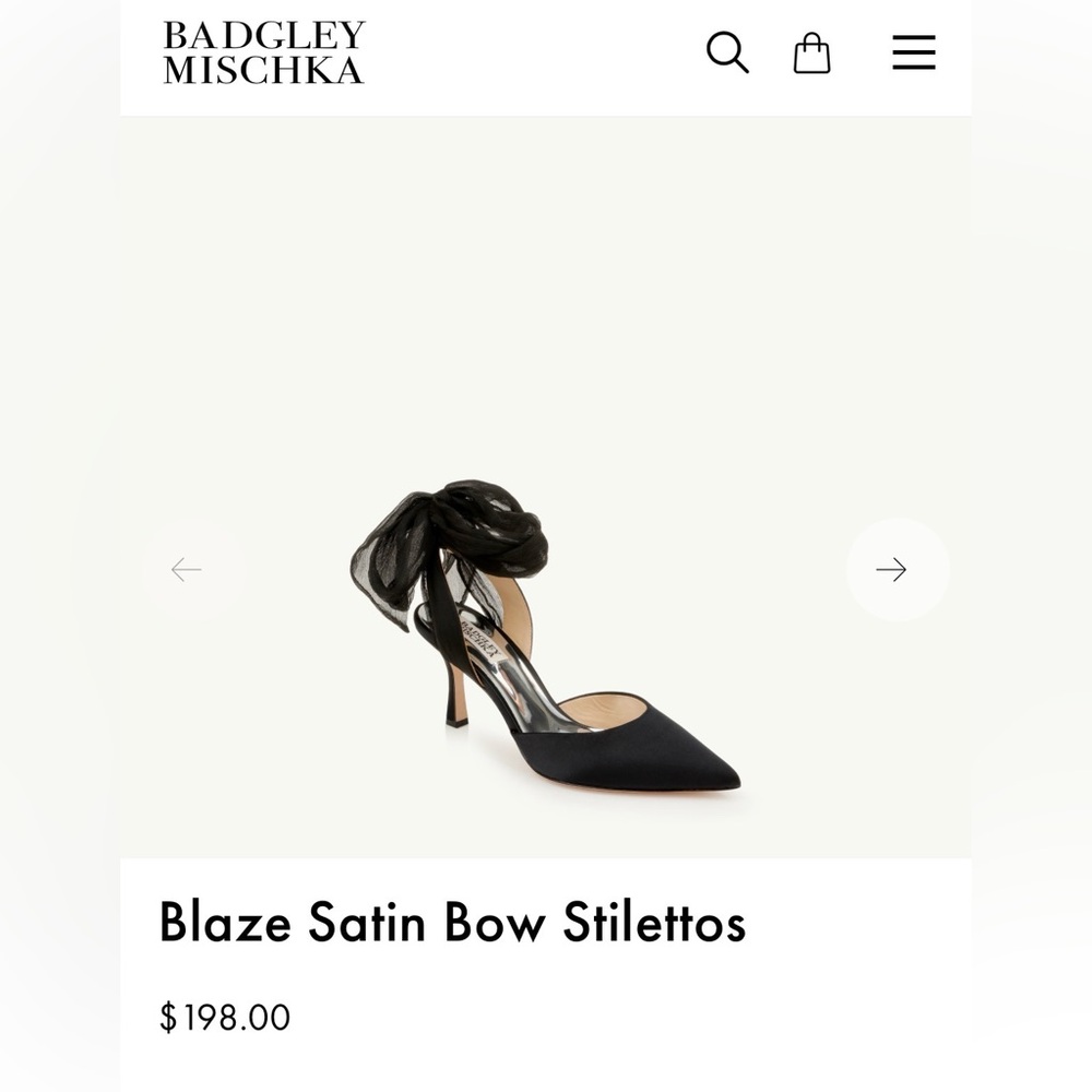 NEW (without box) Badgley Mischka Blaze Satin Bow Stiletto – Black – Size 9